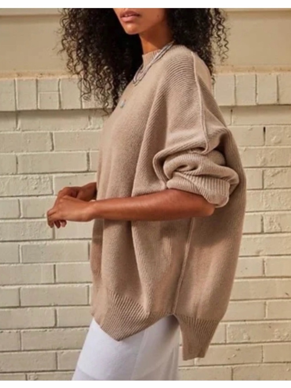 Free People Easy Street Tunic Sweater - Taupe colour
